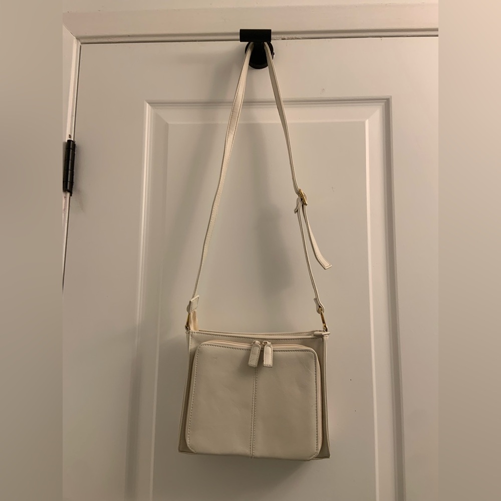 Cream Crossbody Bag with Gold Hardware